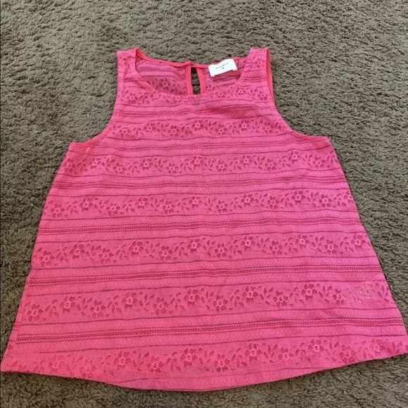 Everly Tops - Everly Anthropologie Bright Pink Top Blouse Lace